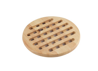 wooden stand under the hot pan or pot isolated