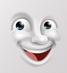A 3D happy cartoon character emoticon face illustration