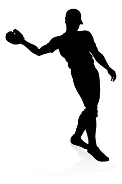 recommend clip art: Baseball player in sports pose detailed silhouette