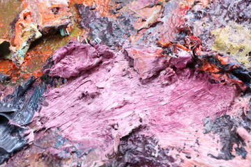 Artists oil paints multicolored closeup abstract background