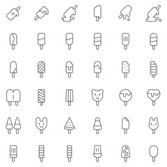 Ice pop vector icon set, line style