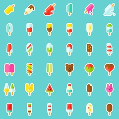 Ice pop icon set, flat style with long shadow
