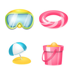 Vector design of equipment and swimming symbol. Collection of equipment and activity vector icon for stock.