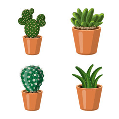 Isolated object of cactus and pot sign. Collection of cactus and cacti vector icon for stock.