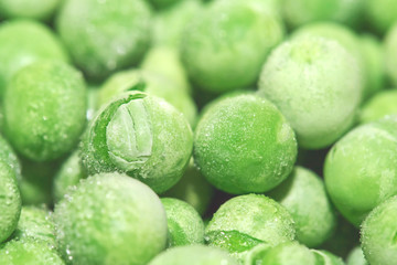 Close up of frozen peas