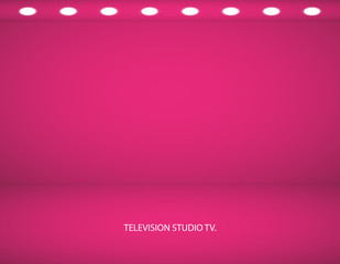 Studio background. Vector empty pink studio for your design, spotlight. Vector graphics