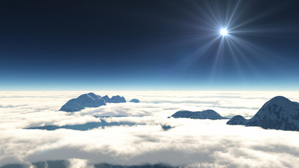 mountain above clouds