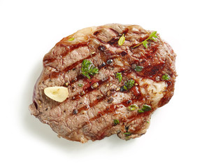 grilled steak on white background