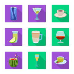 Isolated object of drink and bar logo. Set of drink and party stock symbol for web.