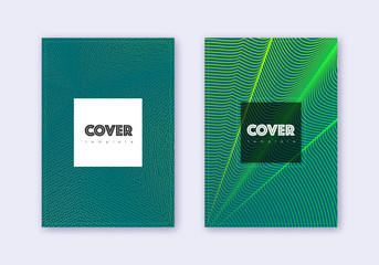 Hipster cover design template set. Green abstract 