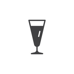 Champagne glass vector icon. filled flat sign for mobile concept and web design. Alcohol cocktail drink glyph icon. Symbol, logo illustration. Pixel perfect vector graphics