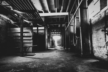 Old abandoned factory, creepy halway, urbex