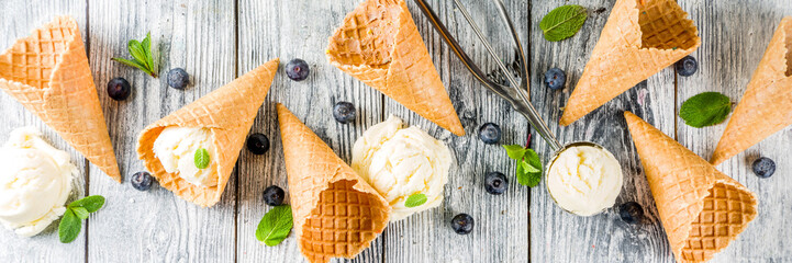 Vanilla ice cream with berries