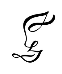Continuous line, drawing of woman face, fashion minimalist concept. Stylized linear female head with open eyes, skin care logo, beauty salon icon. Vector illustration one line