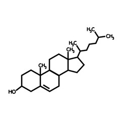 Cholesterol chemical formula vector icon on white background
