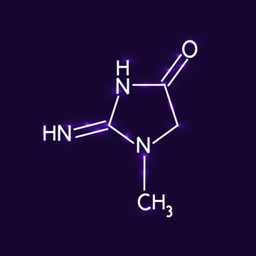 Shining Creatinine Chemical Formula On Dark Background