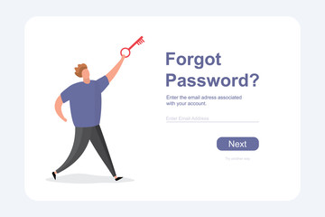 The man with the key in hand, forgot  password-text,security web page template