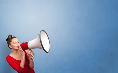 Person speaking in loudspeaker 
