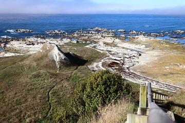 Kaikoura landscape, Canterbury, New Zealand: Beautiful coastline, rocky foreground, view across...