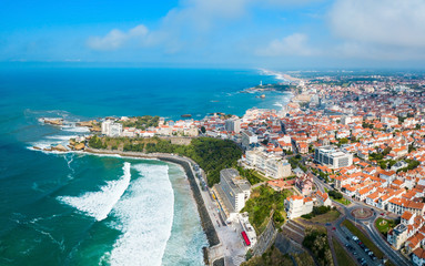 Biarritz aerial panoramic view, France