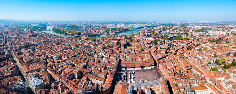 Toulouse aerial panoramic view, France