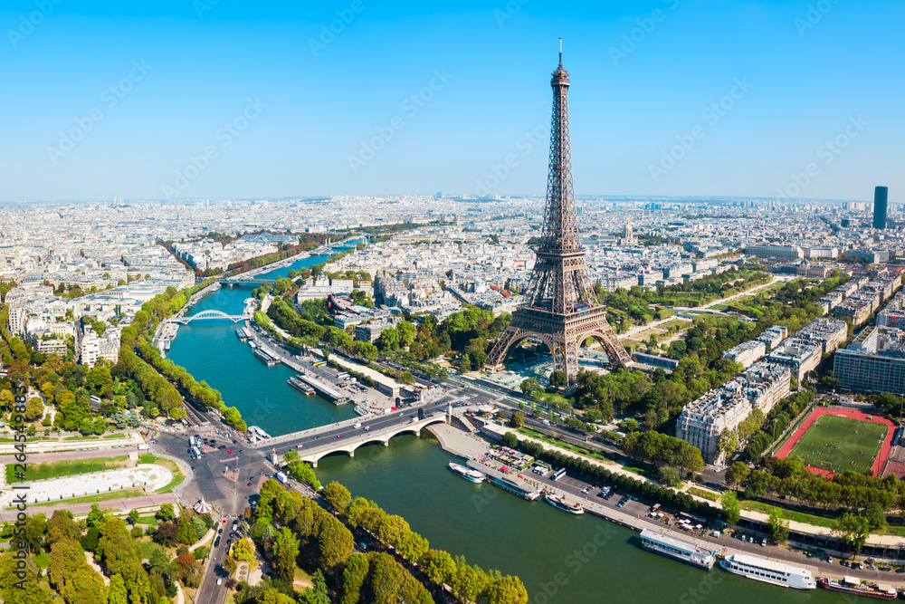 Wall mural Eiffel Tower aerial view, Paris