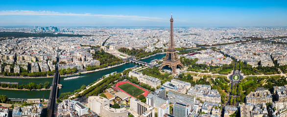 Paris aerial panoramic view, France - obrazy, fototapety, plakaty