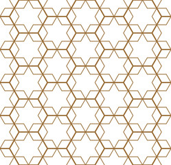 Seamless traditional Japanese geometric ornament .Golden color lines.