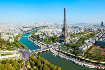 Wall murals Paris Eiffel Tower aerial view, Paris