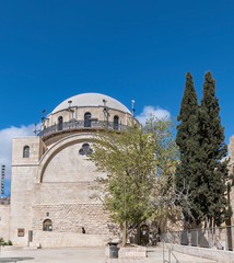 Building of restored the Hurva Synagogue in Jewish Quarter of Old Jerusalem City 