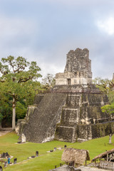 Fototapeta na wymiar View at the Tikal Temple II from Nord Acropolis - Tikal National Park, Guatemala