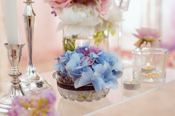 Fresh flowers in a wedding decoration.