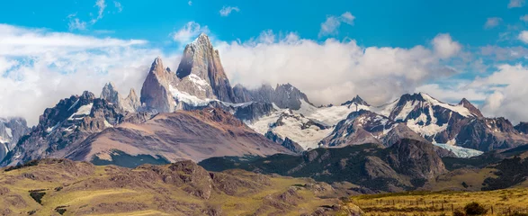 Keuken foto achterwand Cerro Torre Panorama met Fitz Roy-berg in Los Glaciares National Park