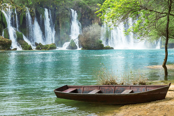 Amazing view at beautiful Kravice waterfalls
