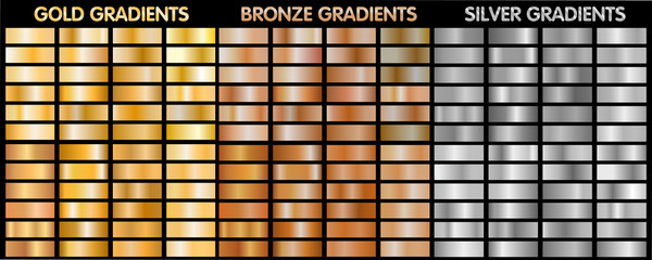 Gold, silver, bronze metalic gradients
