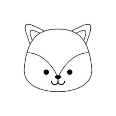 head of cute fox animal isolated icon
