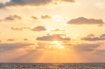 Fototapeta na wymiar Sunset seen from the beach of Tel Aviv