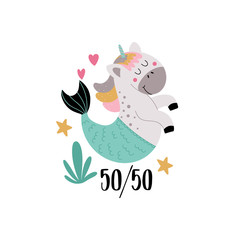 Cute magical unicorn background with text