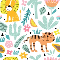 Printed kitchen splashbacks Jungle  children room Seamless pattern with african animals