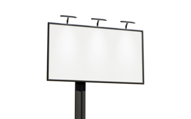 Obraz premium 3D rendering of blank billboard (empty advertisement) isolated on white. Empty mockup template