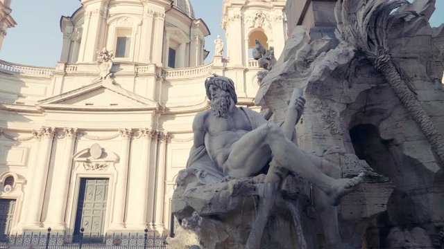 Statue of Zeus in Berninis fountain of Four Rivers in Piazza Navona, Rome