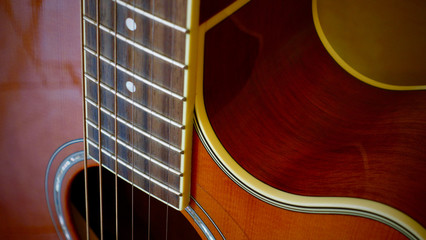 acoustic guitar . closeup