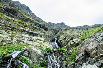 The waterfall called Balea on the Transfagarasan road from Fagaras mountains