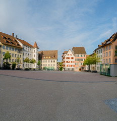 Fototapeta na wymiar the Herrenackerplatz Square in the historic old town of Schaffhausen in Switzerland