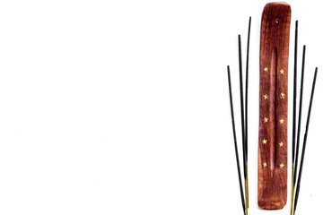 incense sticks for fresh air on white background top view mock up