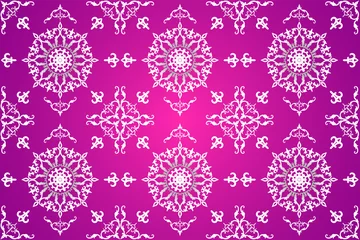 Kussenhoes Elegant seamless pattern hand drawn traditional ornament decoration mixed with victorian style. Geometry each side for fashion fabric, knit, textile, batik. Purple background. © KeepMakingArt