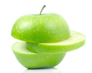 green apple slice isolated on white background