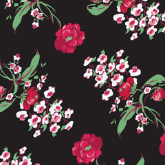 Floral bouquet pattern with small flowers and leaves