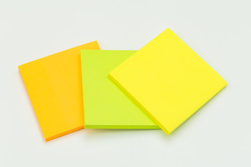 set of colour  paper stick note on a white background