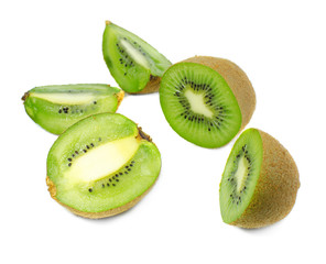 Fototapeta premium kiwi slice isolated on white background